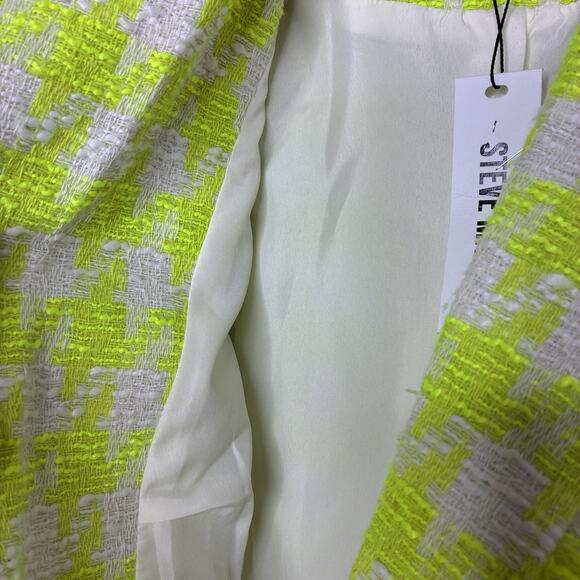 Steve Madden Harlow Fresh Lime Green Houndstooth Tweed Blazer L NWT - Picture 9 of 14